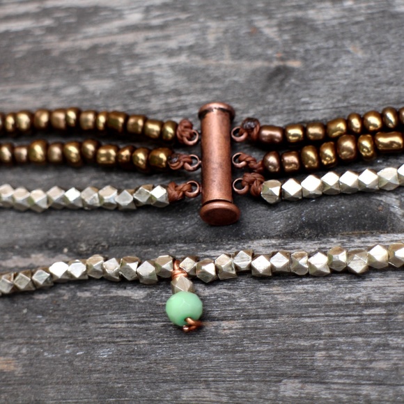 SOLD🍄Handmade Multi-Layer Moon Leaf Boho Necklace - Picture 4 of 5